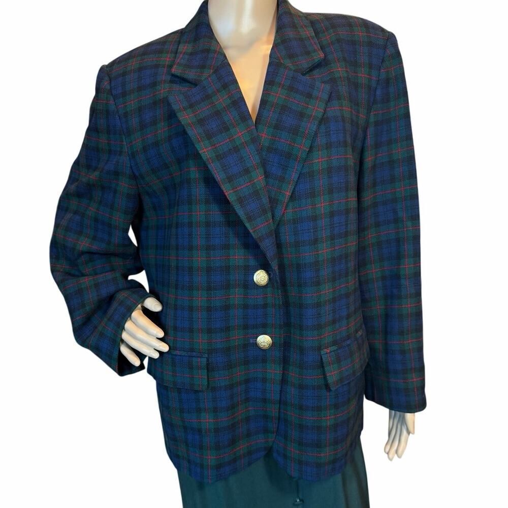 Vtg Pendleton Plus 16W Black Watch
Tartan Blazer 100% Wool Gold Button Academia - Picture 3 of 16